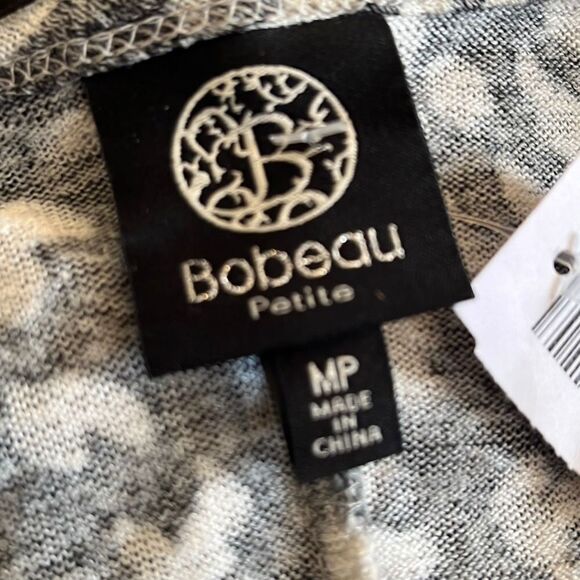 Bobeau Medium petite open cardigan sweater white and‎ black-2162 - Picture 3 of 4